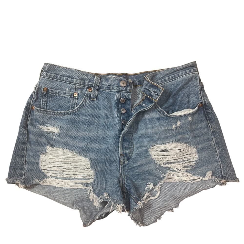 Levi’s 501 Denim Cutoff Shorts Womens High Rise Jean Distressed Frayed 31
